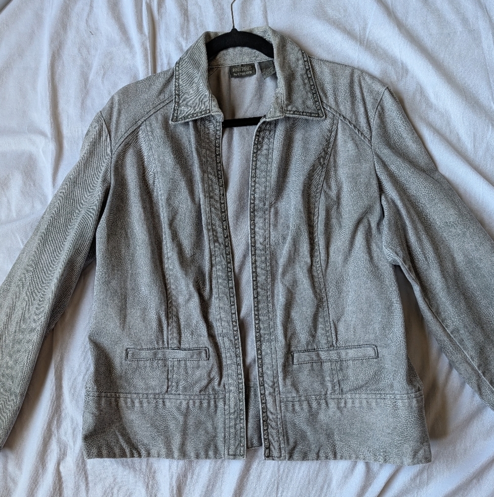 Additions By Chico's Hook And Eye Closure jacket Animal Print Size 2
